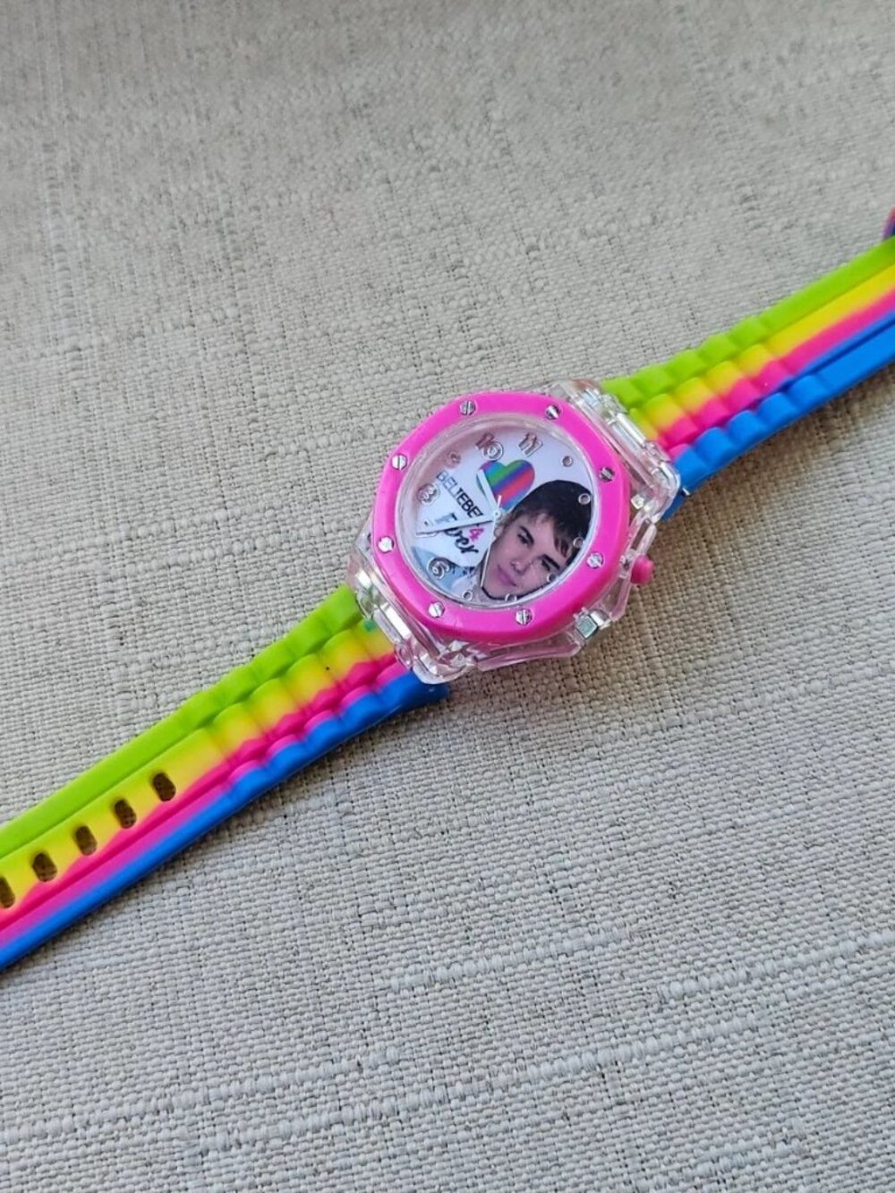 Justin Bieber Wristwatch Multi Color Rubber Strap Analog Quarts Unisex Watch - Picture 8 of 11
